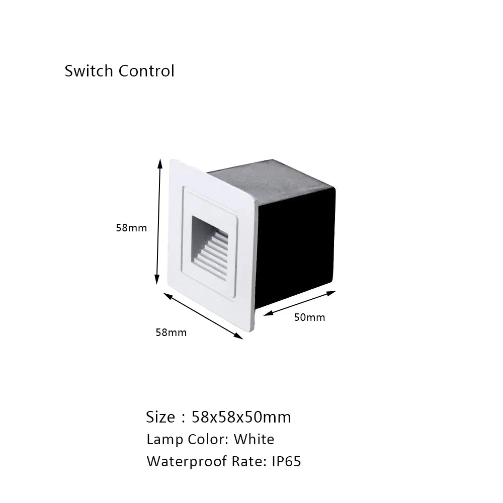 Stair Light White Wall Sconce Lamp Motion Sensor Step Lighting Fixture Round Square Nightlights Indoor&Outdoor