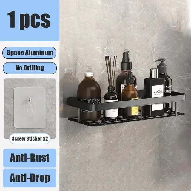 Bathroom Shelf No Drill Wall Mounted Shampoo Bottle Shower