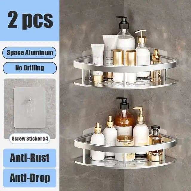 Bathroom Shelf No Drill Wall Mounted Shampoo Bottle Shower