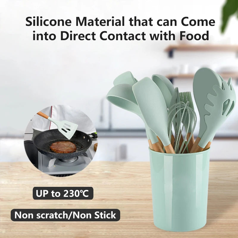 11/12PCS Silicone Kitchenware Non-Stick Cookware
