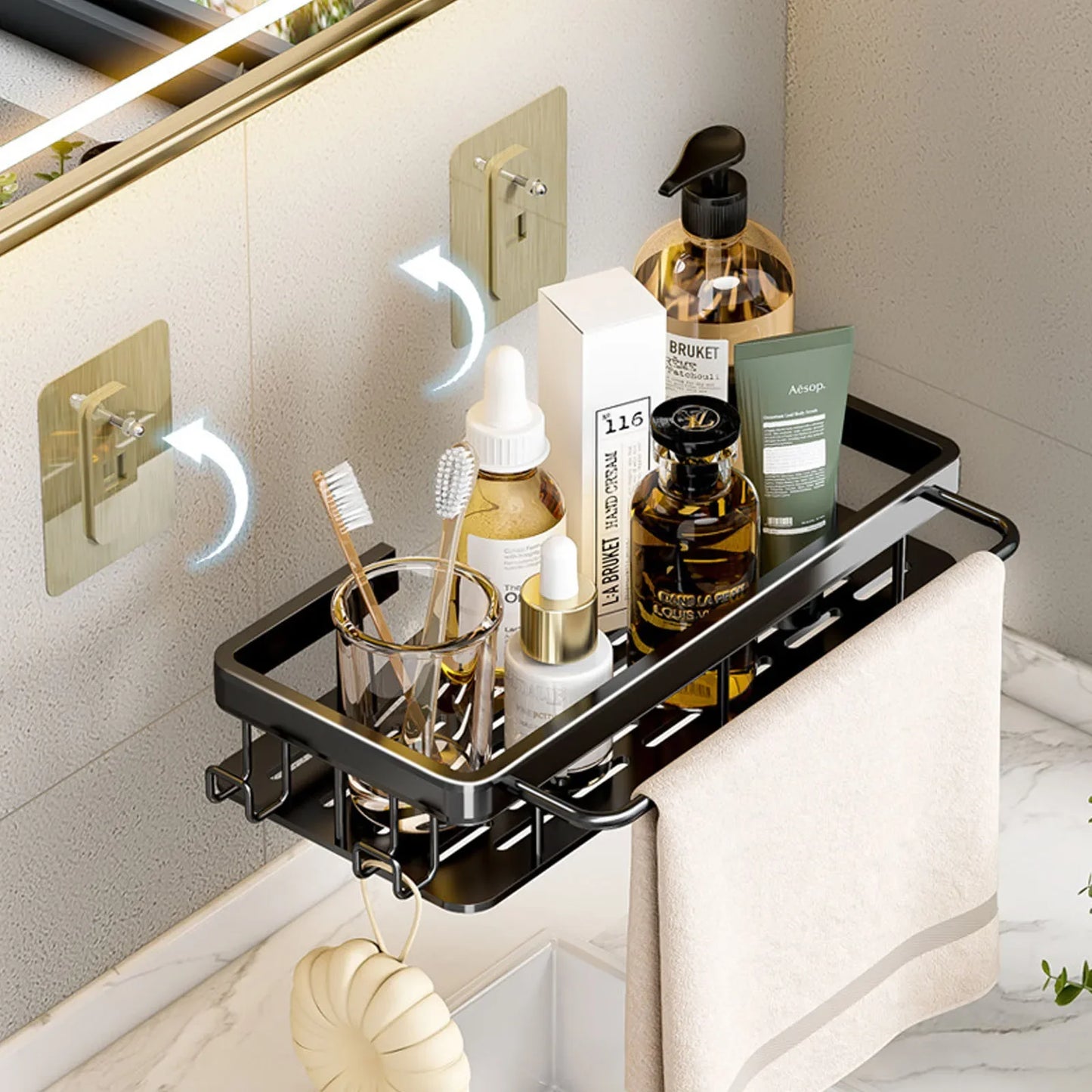 Bathroom Shelf No Drill Wall Mounted Shampoo Bottle Shower