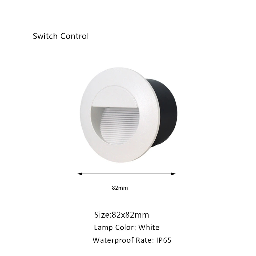 Stair Light White Wall Sconce Lamp Motion Sensor Step Lighting Fixture Round Square Nightlights Indoor&Outdoor