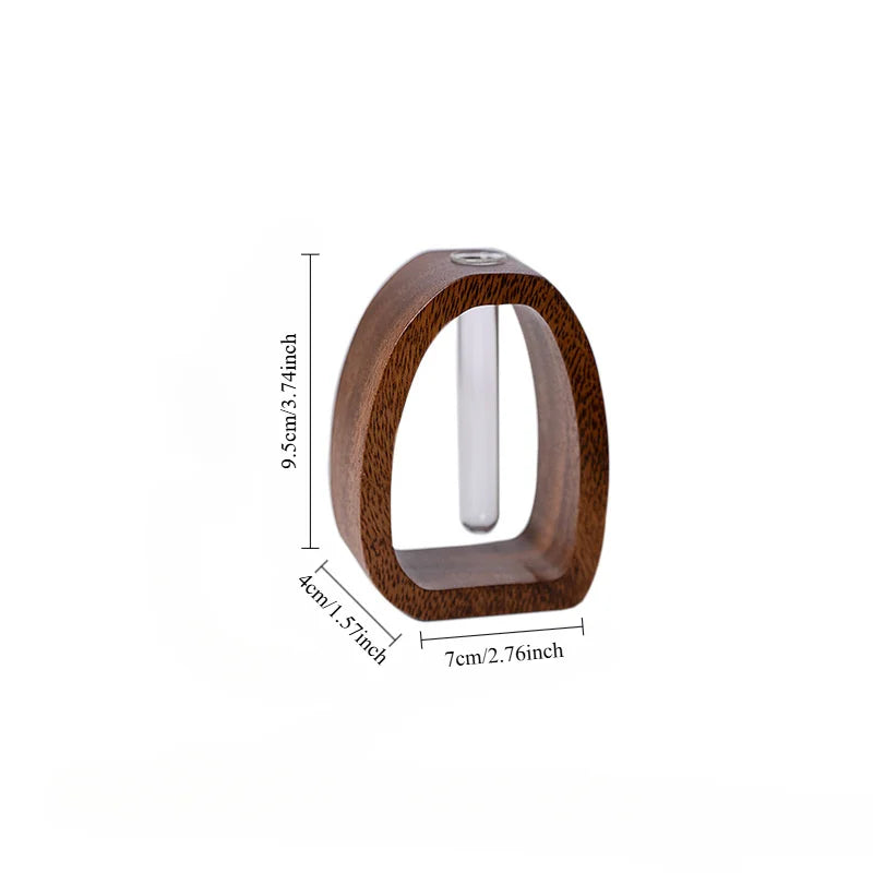 Solid Wood Flower Glass Plant