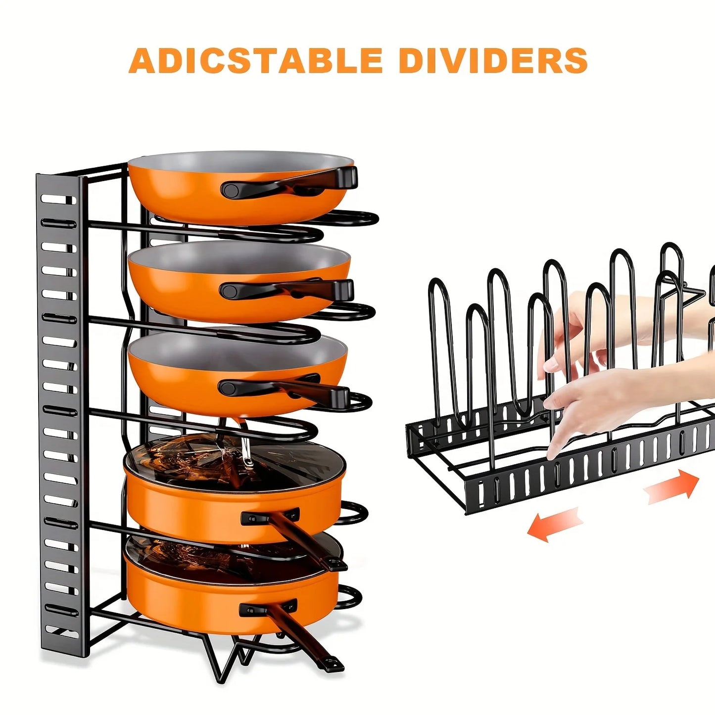 8-Tier Duty Pot Rack Organizer Durable Metal