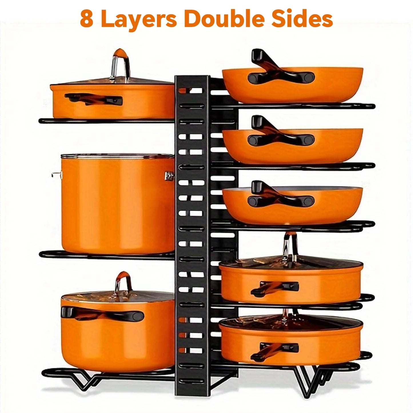 8-Tier Duty Pot Rack Organizer Durable Metal