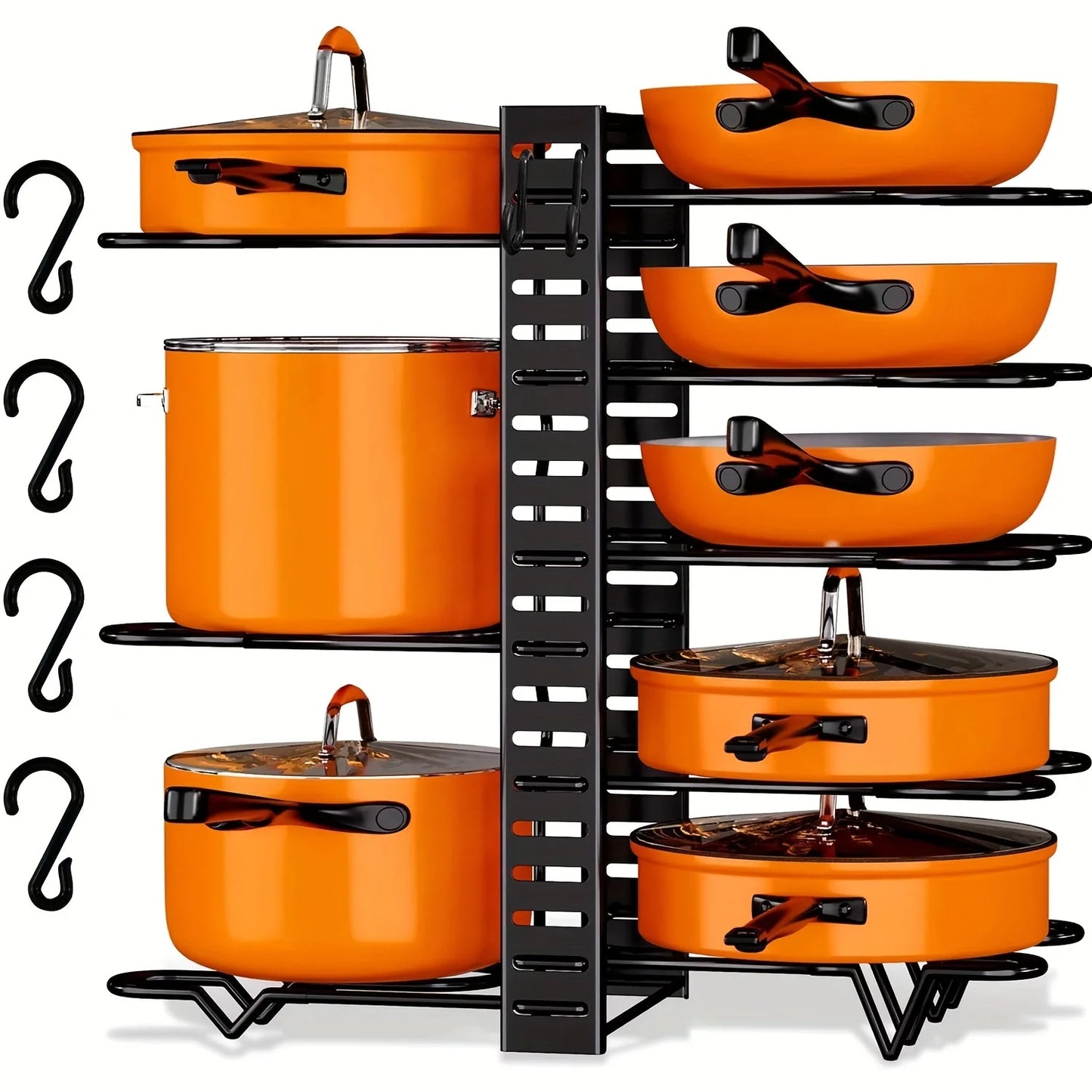 8-Tier Duty Pot Rack Organizer Durable Metal