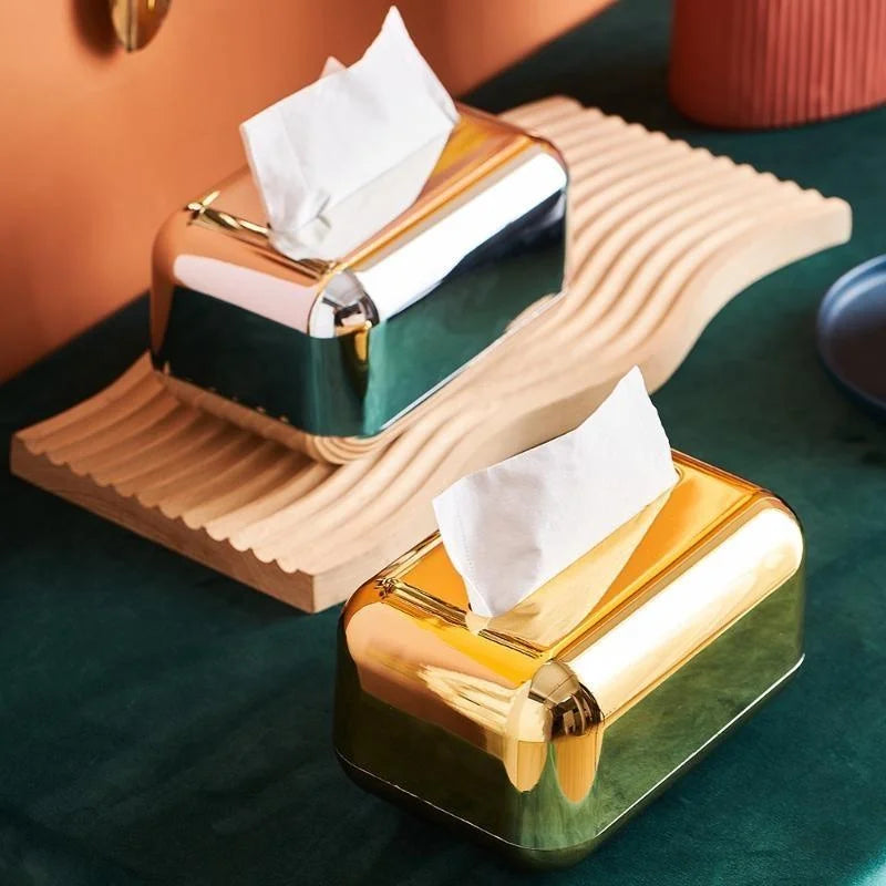 Luxury Golden Tissue Boxes Storage Napkin