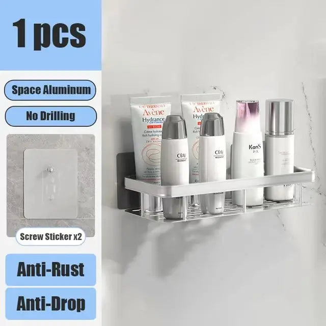Bathroom Shelf No Drill Wall Mounted Shampoo Bottle Shower