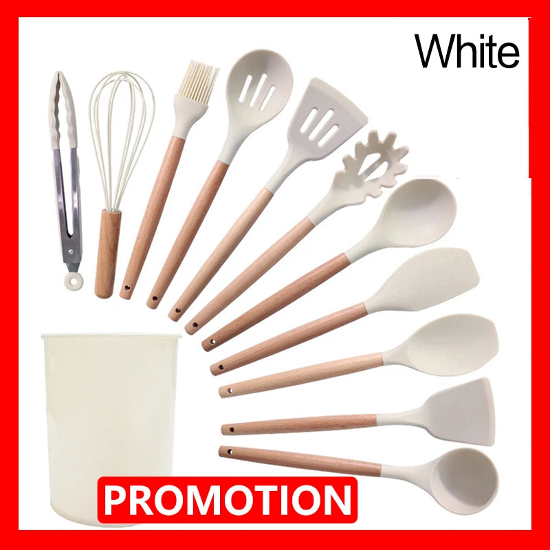 11/12PCS Silicone Kitchenware Non-Stick Cookware
