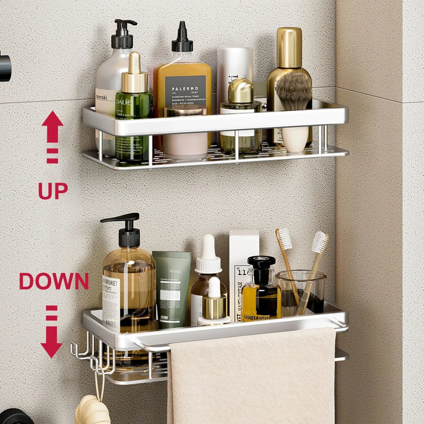 Bathroom Shelf No Drill Wall Mounted Shampoo Bottle Shower