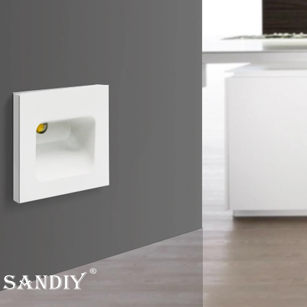 Stair Light White Wall Sconce Lamp Motion Sensor Step Lighting Fixture Round Square Nightlights Indoor&Outdoor
