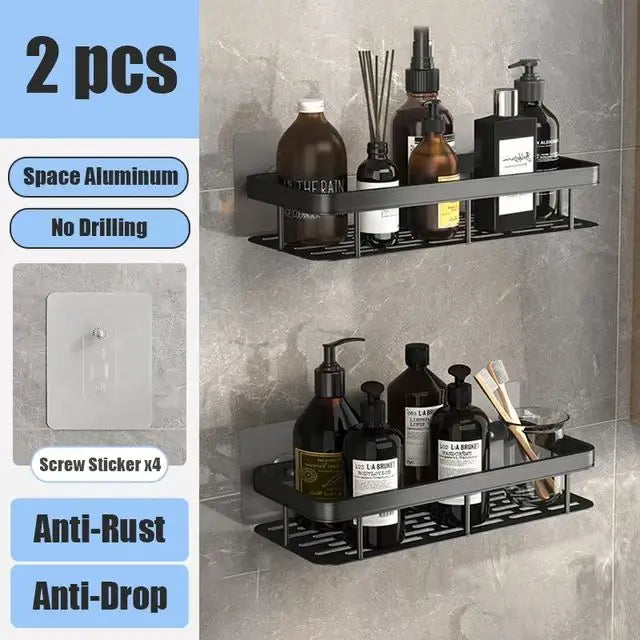 Bathroom Shelf No Drill Wall Mounted Shampoo Bottle Shower