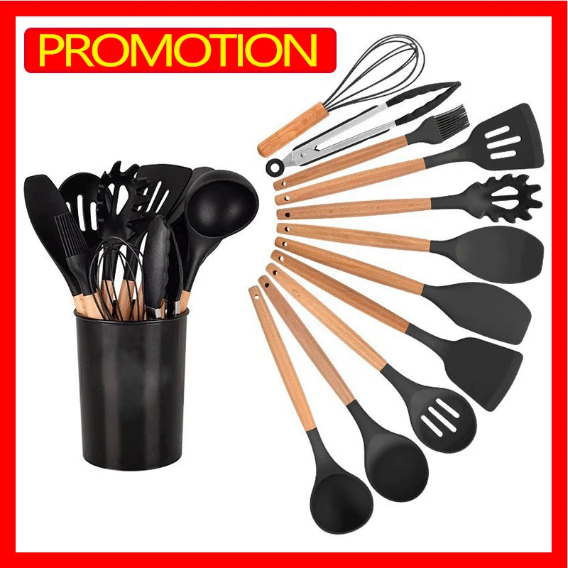 11/12PCS Silicone Kitchenware Non-Stick Cookware