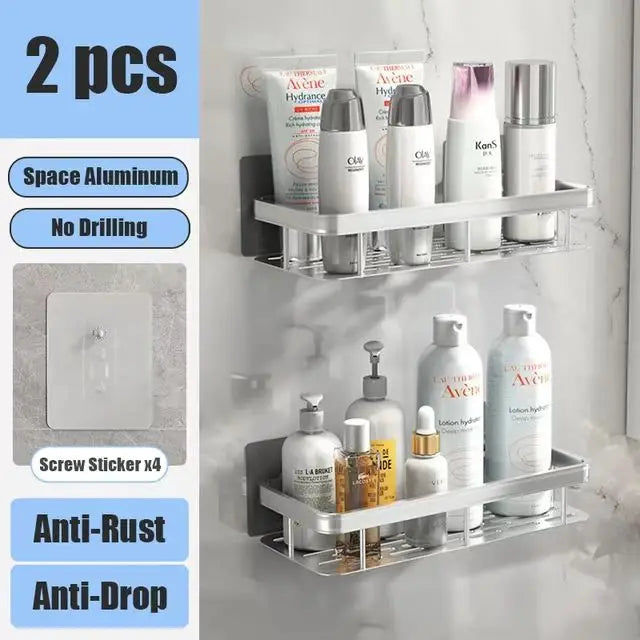 Bathroom Shelf No Drill Wall Mounted Shampoo Bottle Shower