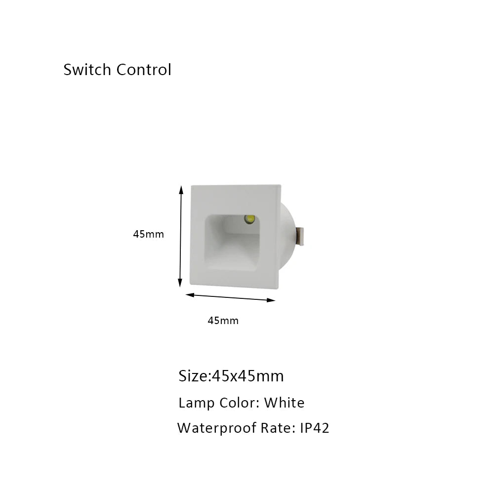 Stair Light White Wall Sconce Lamp Motion Sensor Step Lighting Fixture Round Square Nightlights Indoor&Outdoor