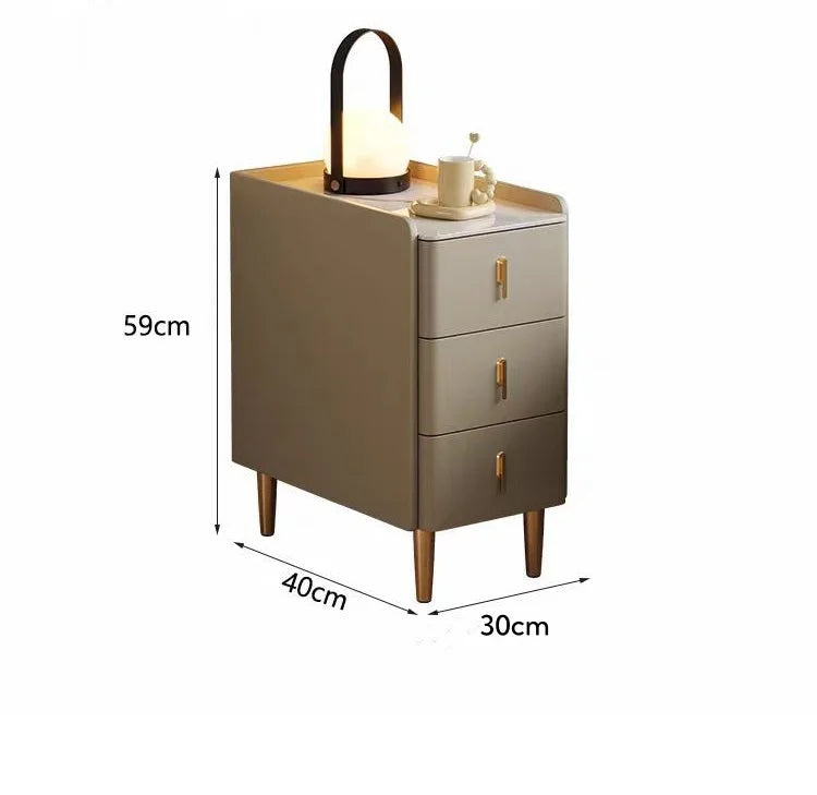 Style Intelligent Solid Wood Bedside Table Faux Leather 3 Drawers