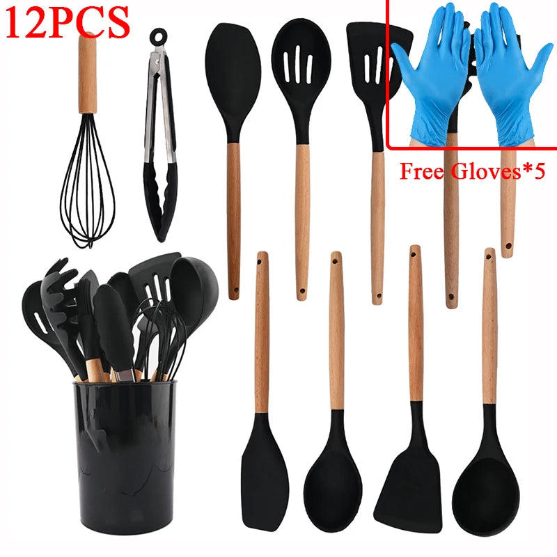 11/12PCS Silicone Kitchenware Non-Stick Cookware