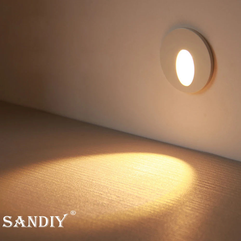 Stair Light White Wall Sconce Lamp Motion Sensor Step Lighting Fixture Round Square Nightlights Indoor&Outdoor