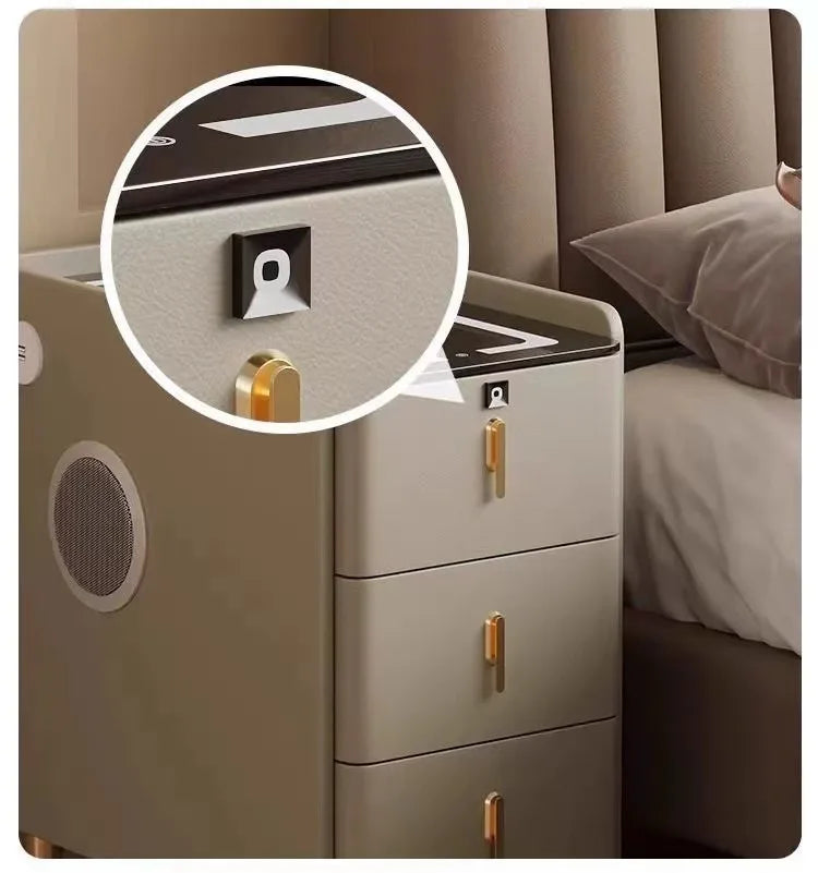 Style Intelligent Solid Wood Bedside Table Faux Leather 3 Drawers