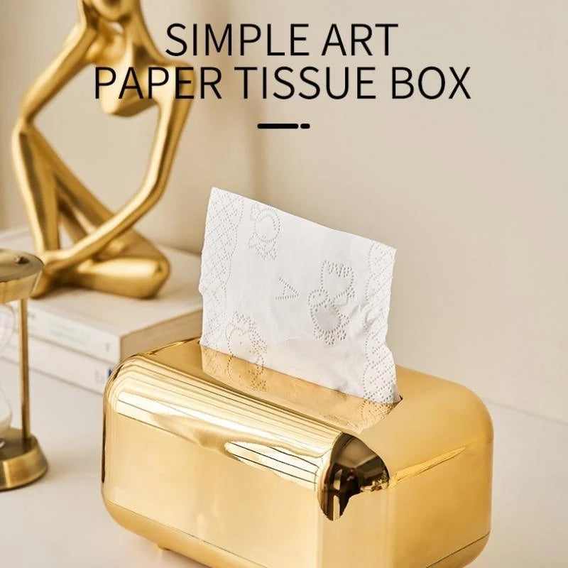 Luxury Golden Tissue Boxes Storage Napkin