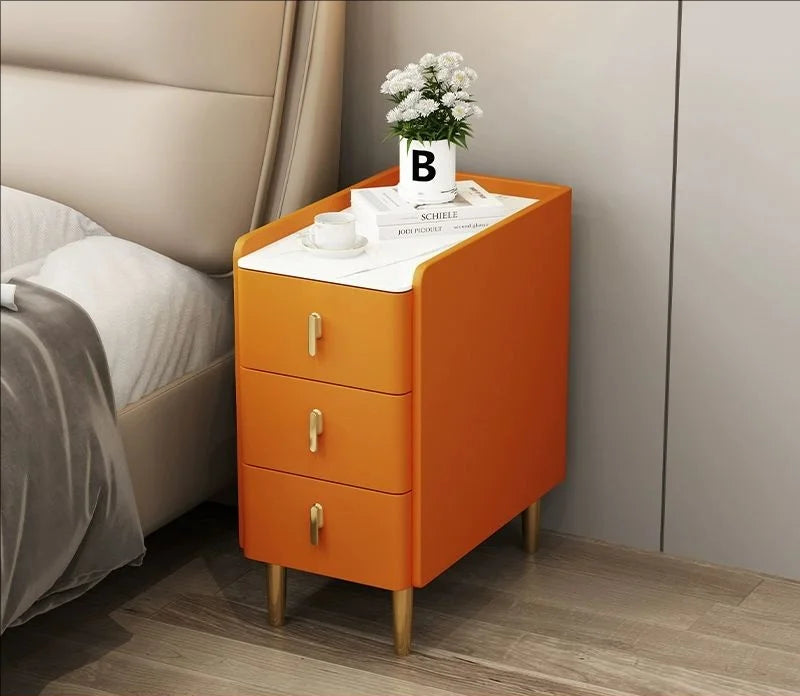 Style Intelligent Solid Wood Bedside Table Faux Leather 3 Drawers