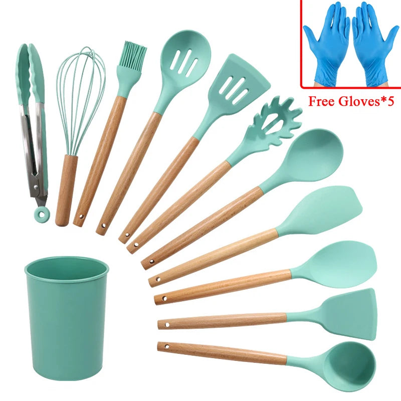 11/12PCS Silicone Kitchenware Non-Stick Cookware