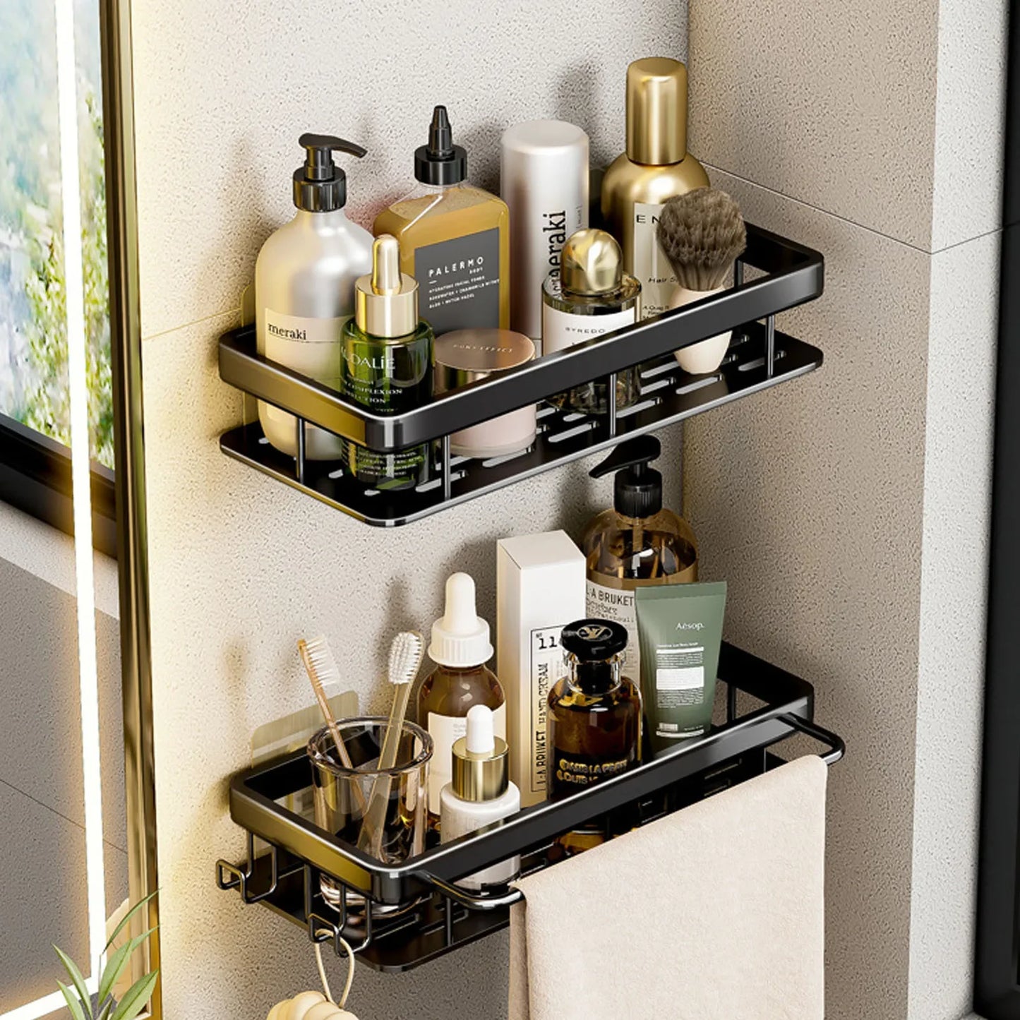 Bathroom Shelf No Drill Wall Mounted Shampoo Bottle Shower