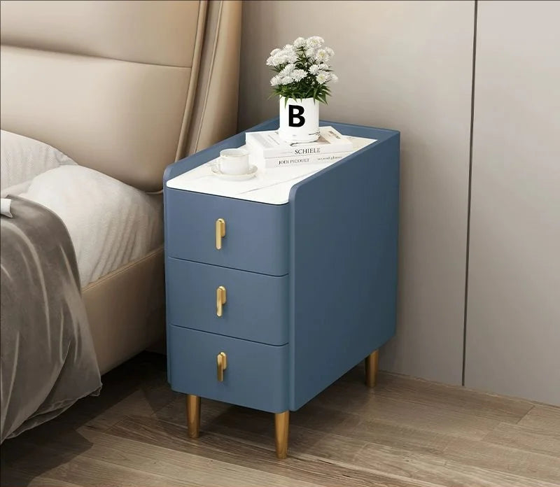 Style Intelligent Solid Wood Bedside Table Faux Leather 3 Drawers