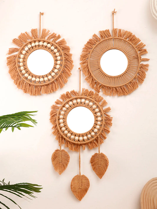 Room Decor Hand Woven Decorative Mirror