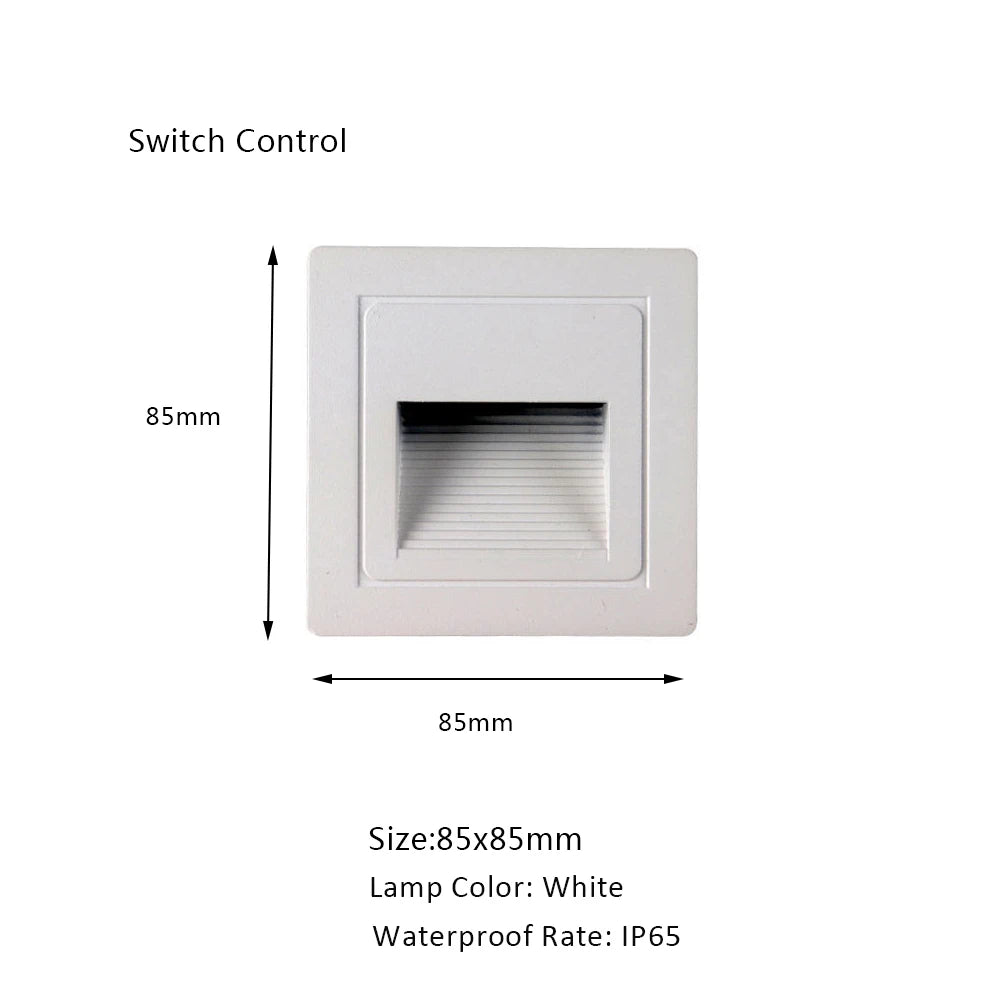 Stair Light White Wall Sconce Lamp Motion Sensor Step Lighting Fixture Round Square Nightlights Indoor&Outdoor