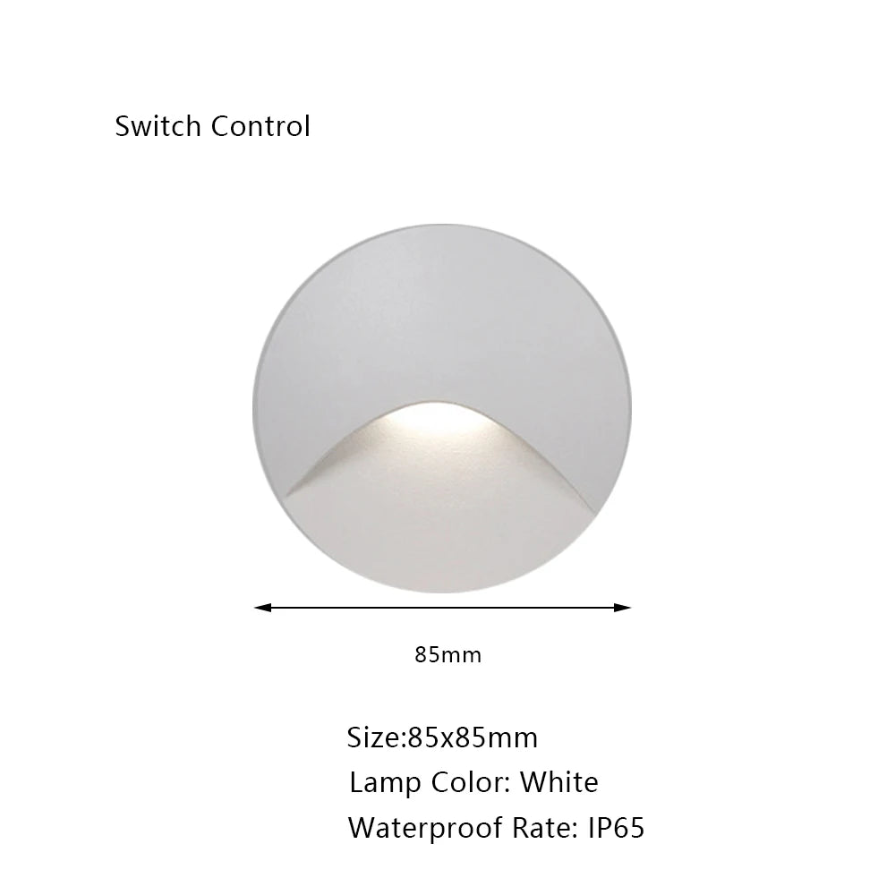Stair Light White Wall Sconce Lamp Motion Sensor Step Lighting Fixture Round Square Nightlights Indoor&Outdoor