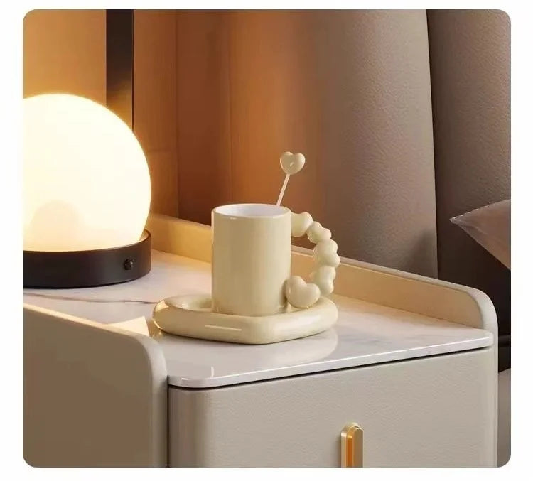 Style Intelligent Solid Wood Bedside Table Faux Leather 3 Drawers