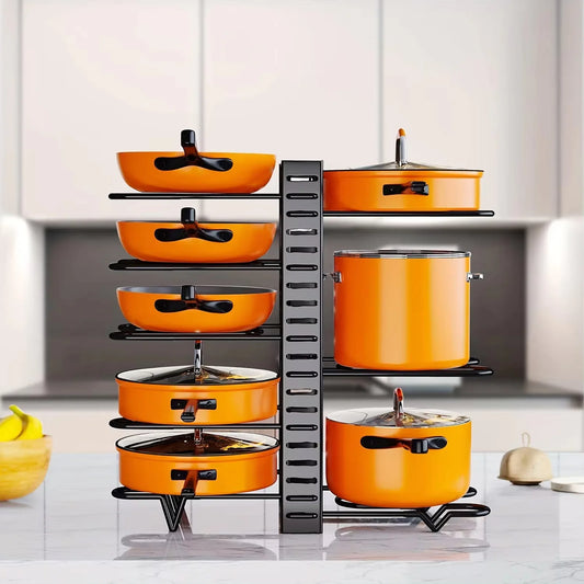 8-Tier Duty Pot Rack Organizer Durable Metal