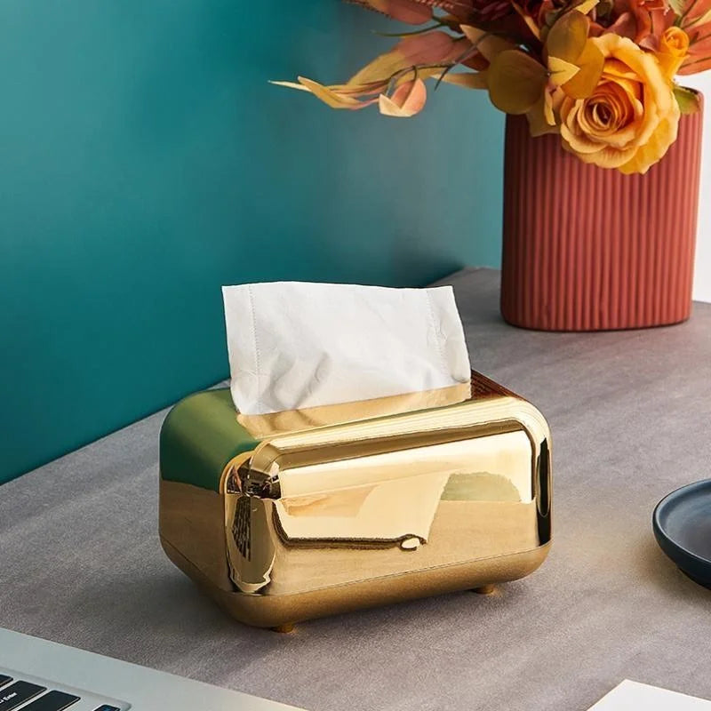 Luxury Golden Tissue Boxes Storage Napkin
