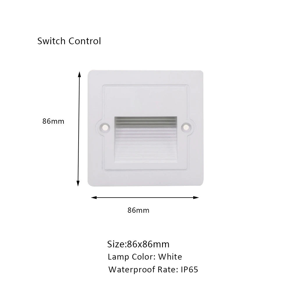 Stair Light White Wall Sconce Lamp Motion Sensor Step Lighting Fixture Round Square Nightlights Indoor&Outdoor